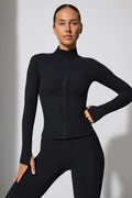 Long Sleeve Zip Up Jacket - Black