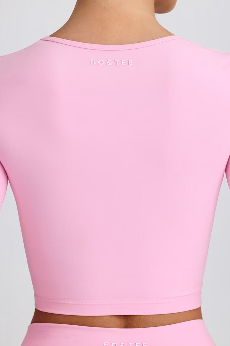 Soft Active Sweetheart-Neck Crop Top - Baby Pink