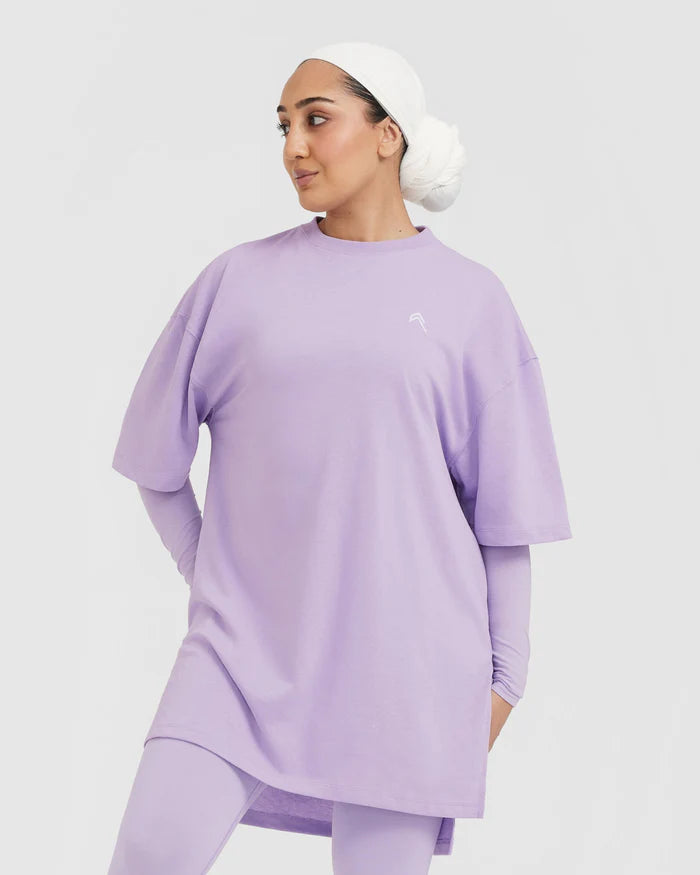 Classic Oversized Longline T-Shirt - Wisteria Purple