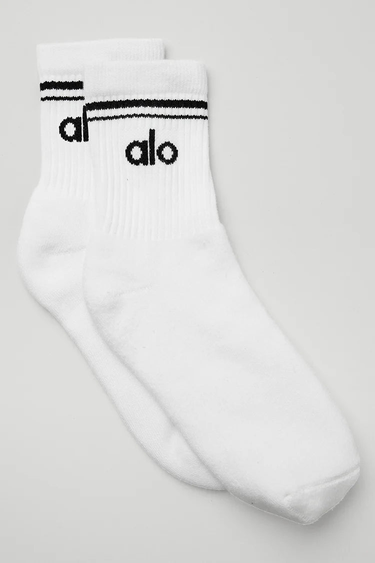 Unisex Half-Crew Throwback Sock - Blanc/Noir