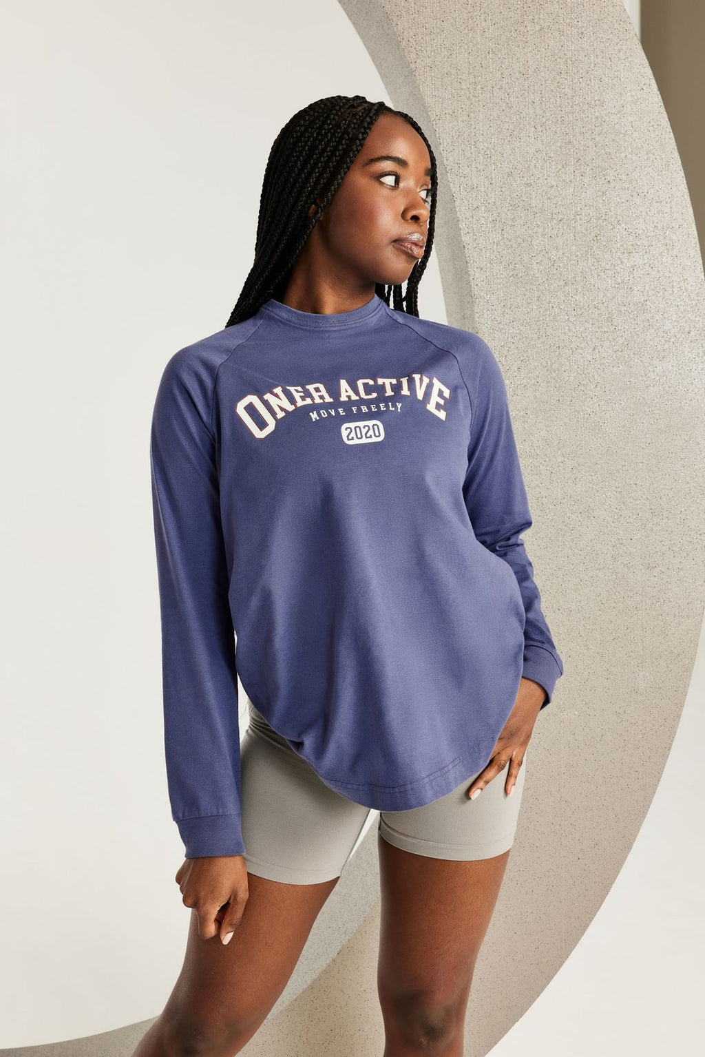 Oversized Long Sleeve Club Tee - Slate Blue