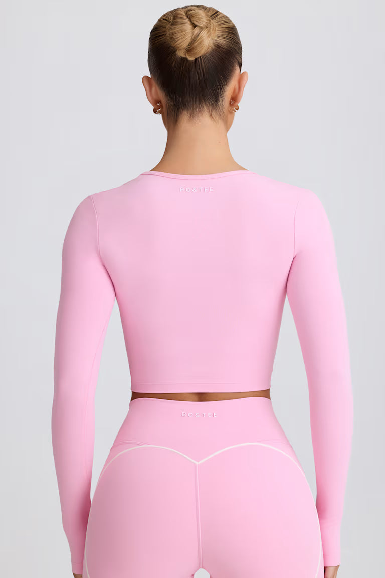 Soft Active Sweetheart-Neck Crop Top - Baby Pink
