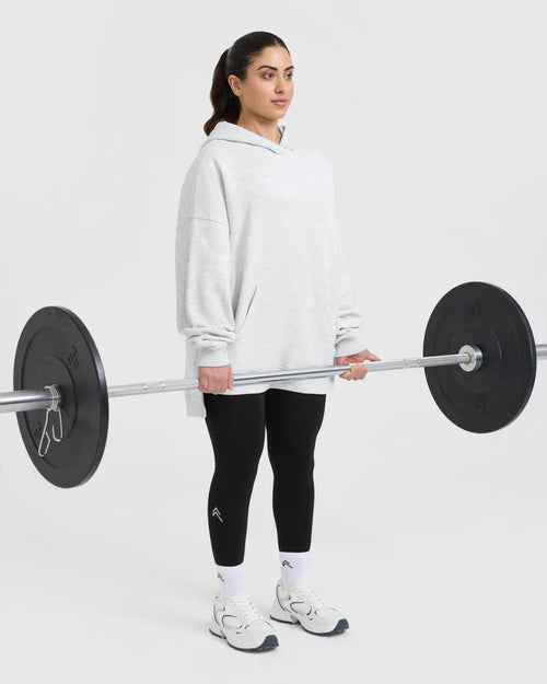 All Day Longline Hoodie - Light Grey Marl