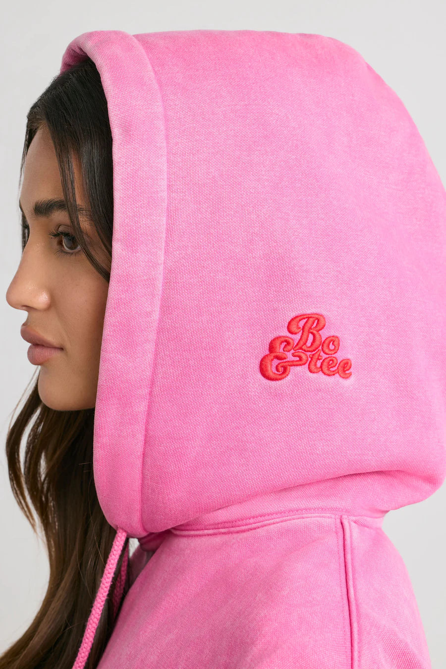 Soft Cotton Jersey Oversized Hoodie - Hot Pink