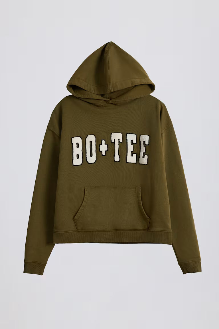 Soft Cotton Jersey Acid Wash Oversized Hoodie - Dark Green