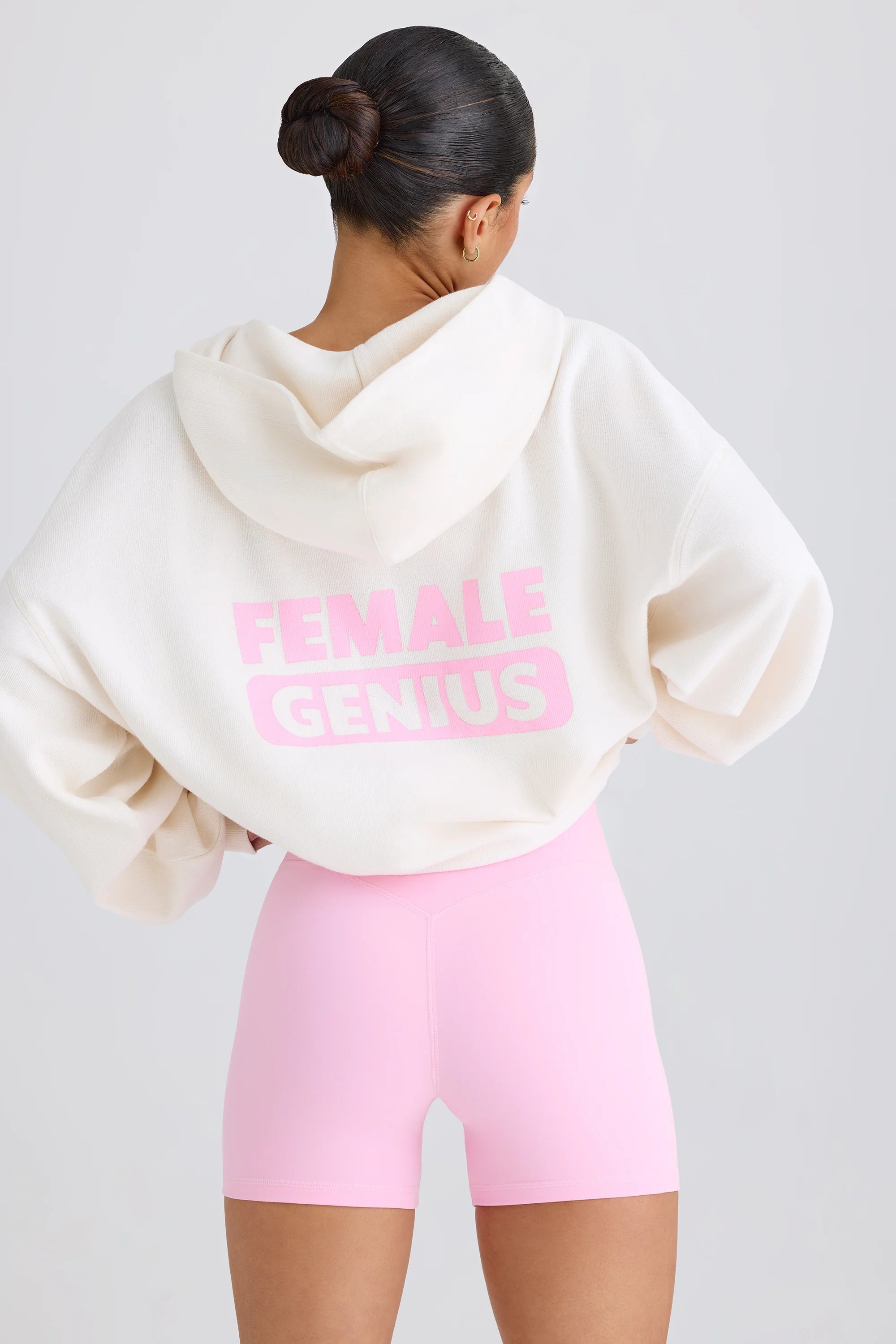 Textured Cotton Jersey Graphic Print Hoodie - White