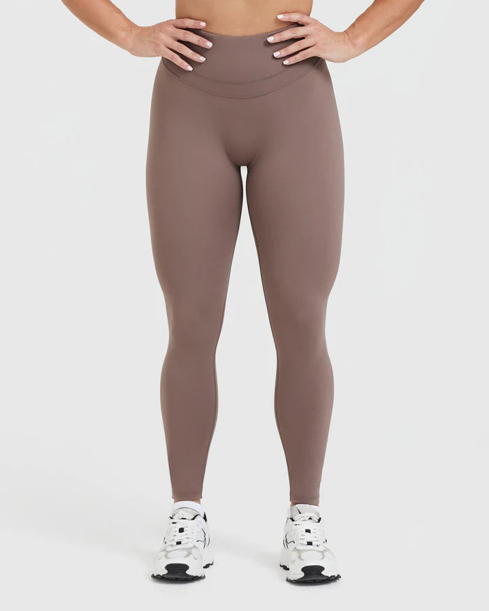 Unified High Waisted Leggings - Cool Brown