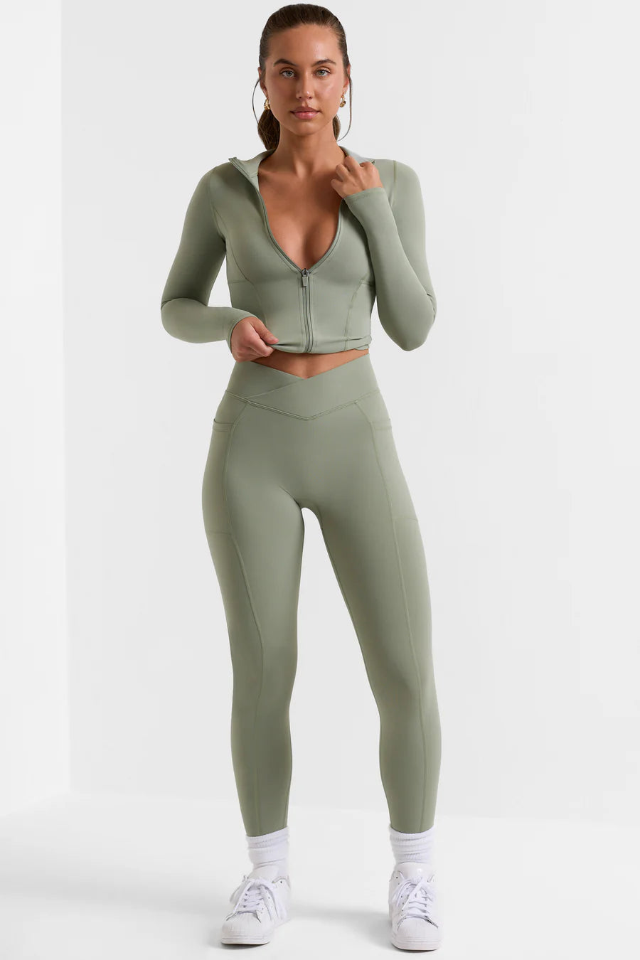 Full Length Leggings with Pockets - Bambo Green