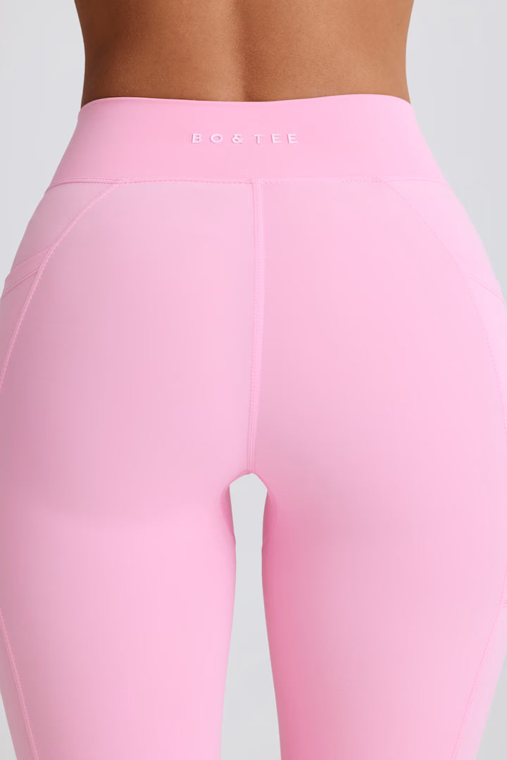 Soft Active V-Waist Pocket Flared Leggings - Baby Pink