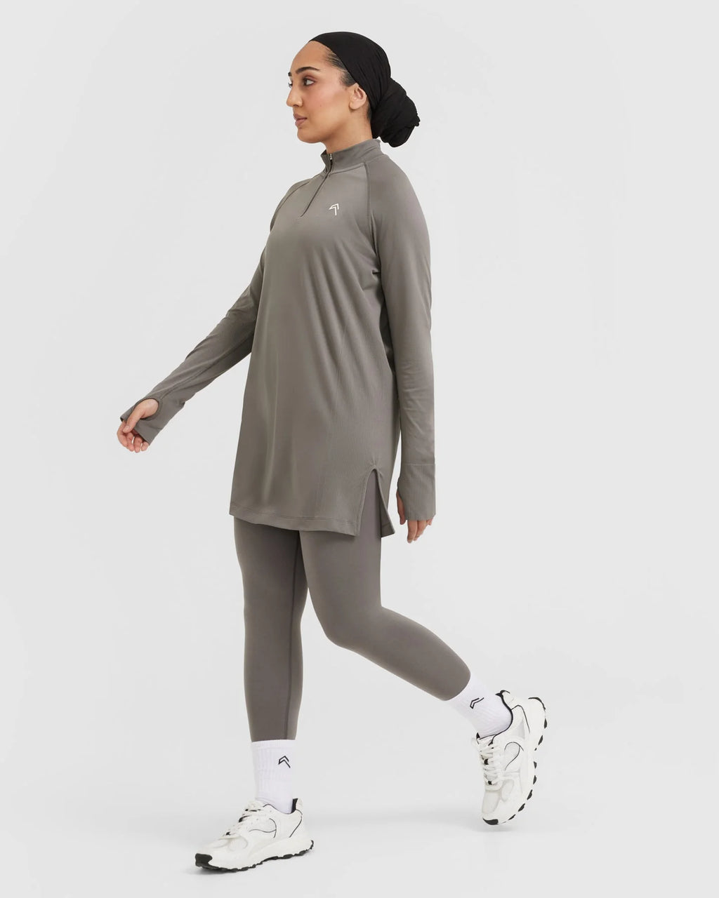 Go To Seamless Loose Long Sleeve Longline Top - Ash Grey