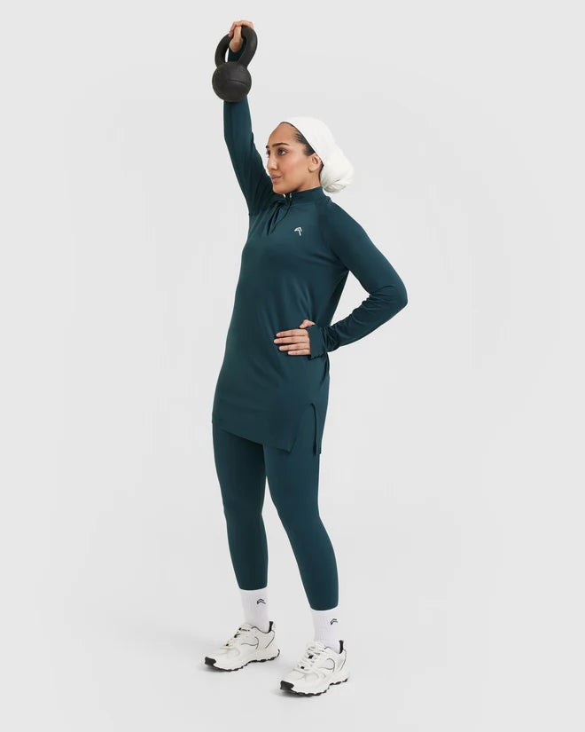 Go To Seamless Loose Long Sleeve Longline Top - Oil Blue