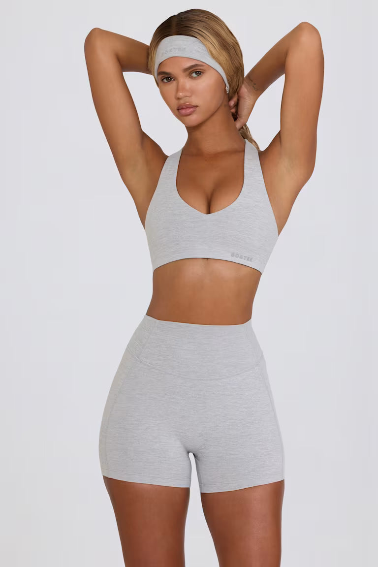 Soft Active Mini Shorts - Grey Marl