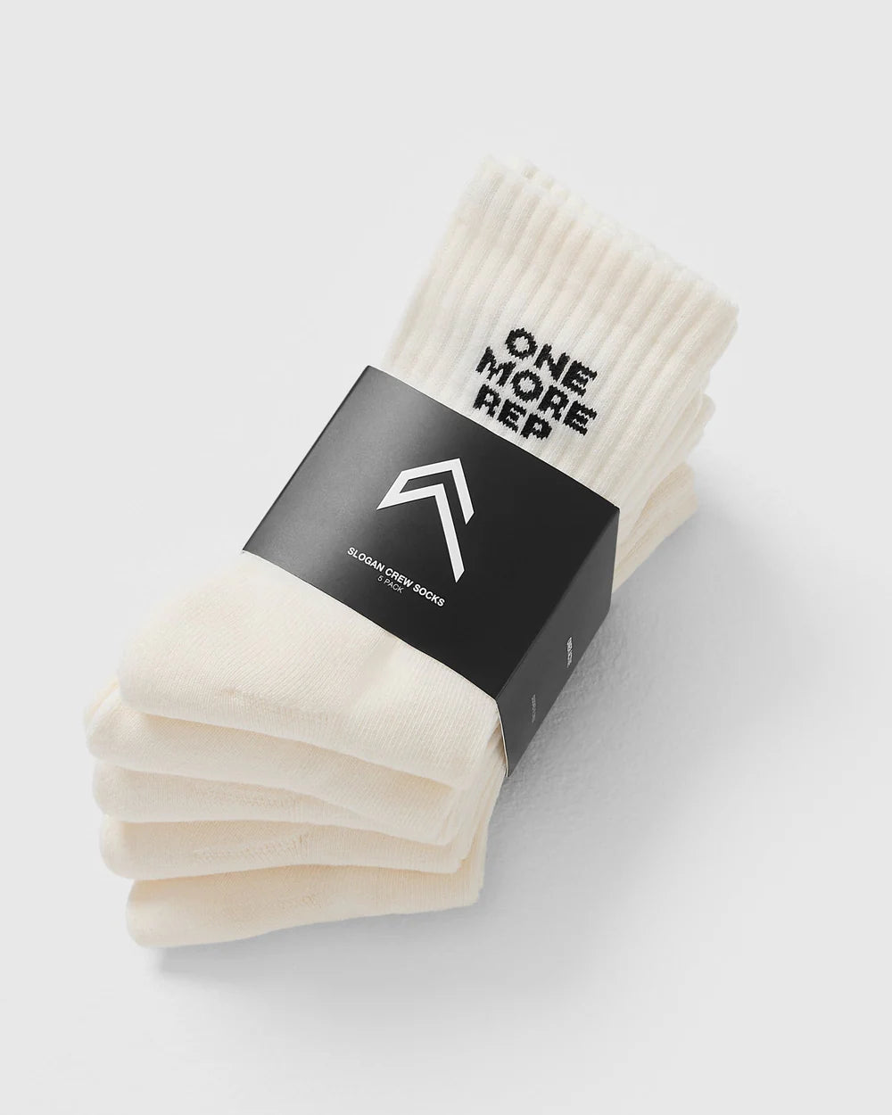 Slogan Crew Socks 5 Pack - Off White