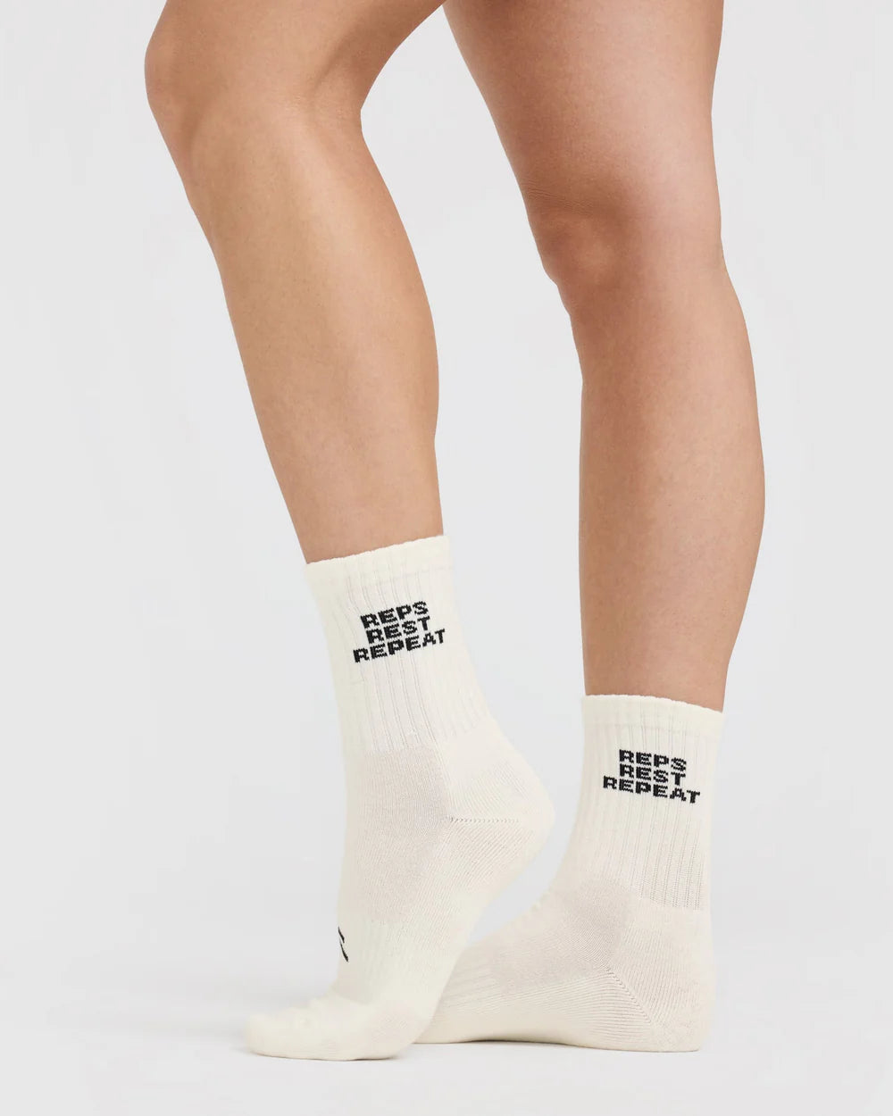 Slogan Crew Socks 5 Pack - Off White