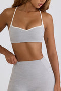 Soft Active Sweetheart-Neck Sports Bra - Grey Marl