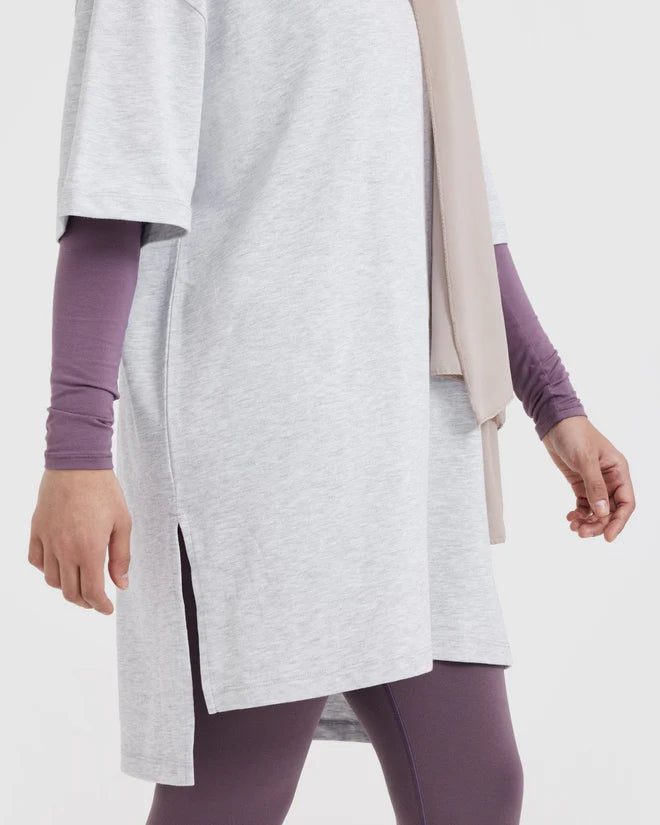 Raising The Bar Graphic Longline T-Shirt - Light Grey Marl