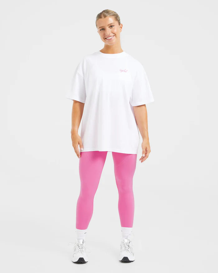 Manifest Oversized T Shirt - Blanc/Rose