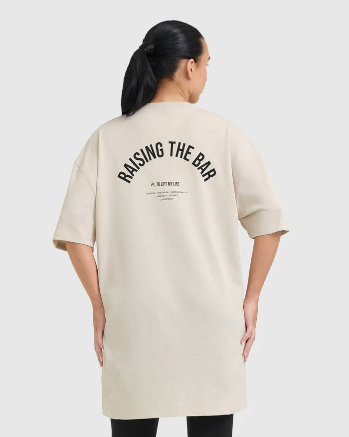 Raising The Bar Graphic Longline T-Shirt - Sand