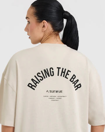 Raising The Bar Graphic Longline T-Shirt - Sand
