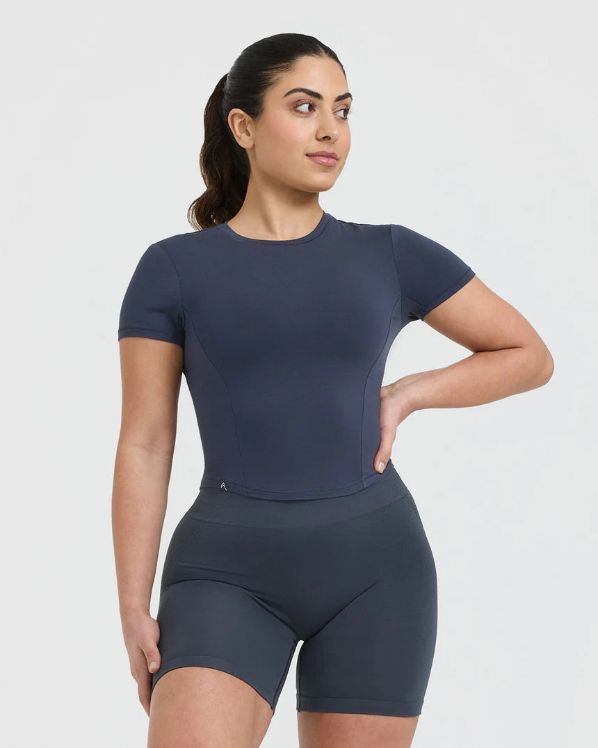 Mellow Soft Mid Short Sleeve Top - True Blue