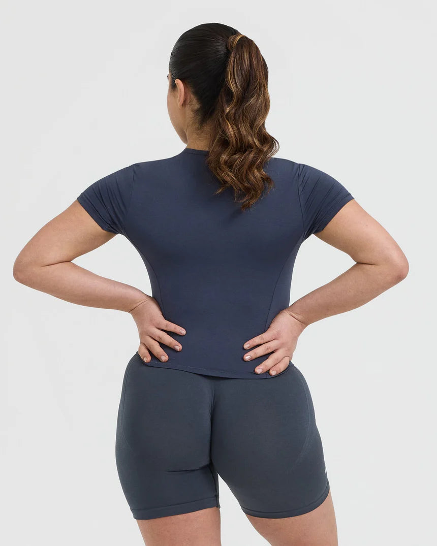Mellow Soft Mid Short Sleeve Top - True Blue