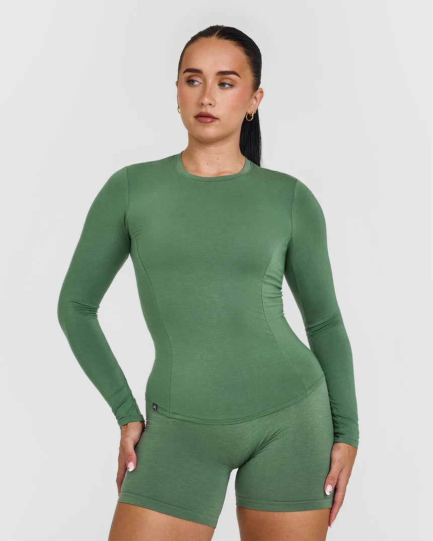 Mellow Soft Long Sleeve Top - Forrest Green