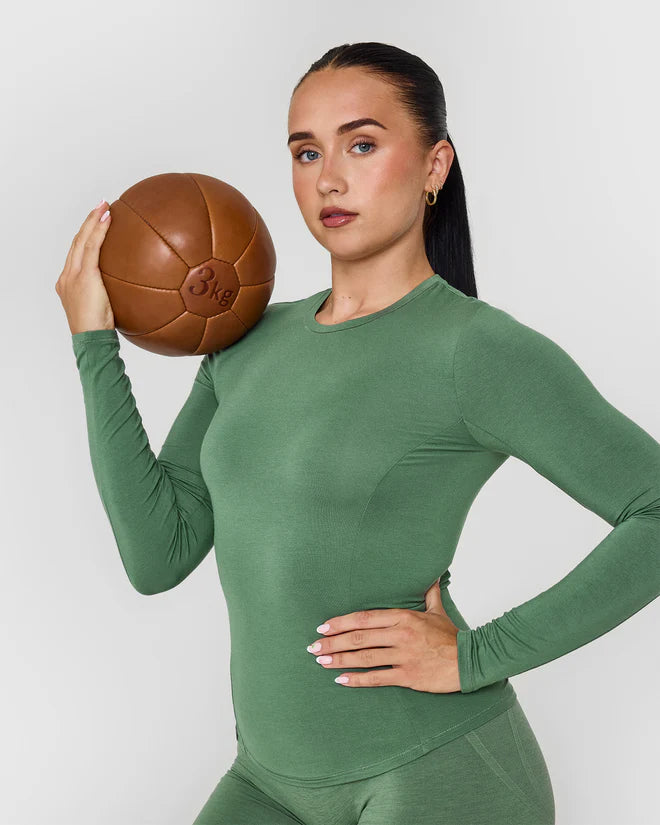 Mellow Soft Long Sleeve Top - Forrest Green