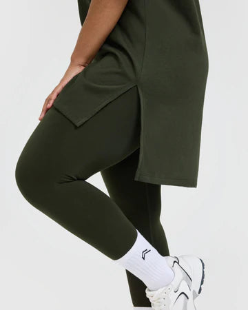 Classic Oversized Longline T-Shirt - Khaki