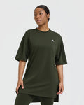 Classic Oversized Longline T-Shirt - Khaki