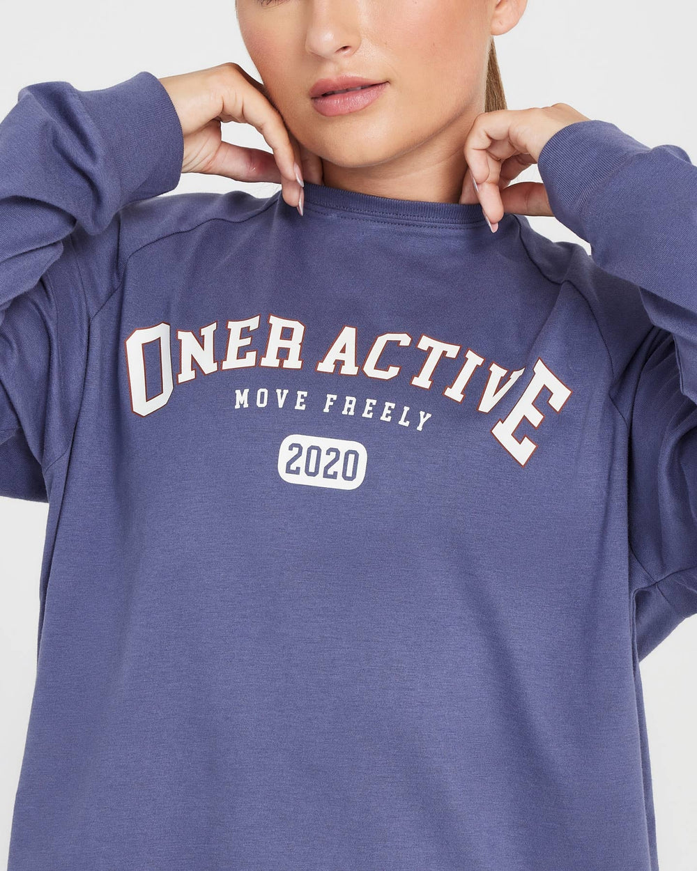 Oversized Long Sleeve Club Tee - Slate Blue