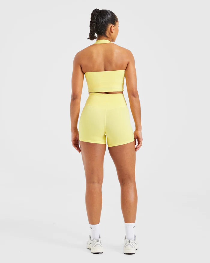Staple Halterneck Crop Top - Pastel Lemon