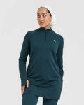 Go To Seamless Loose Long Sleeve Longline Top - Oil Blue