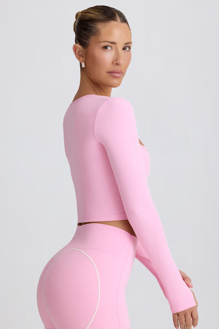 Soft Active Sweetheart-Neck Crop Top - Baby Pink