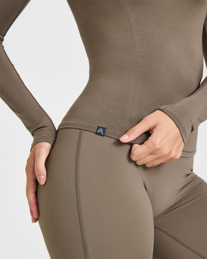 Mellow Soft Long Sleeve Top - Moss Brown
